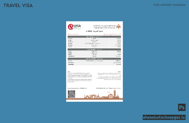 Jordanisches E-Visum in Word- und PDF-Formaten – Beispielvorschau